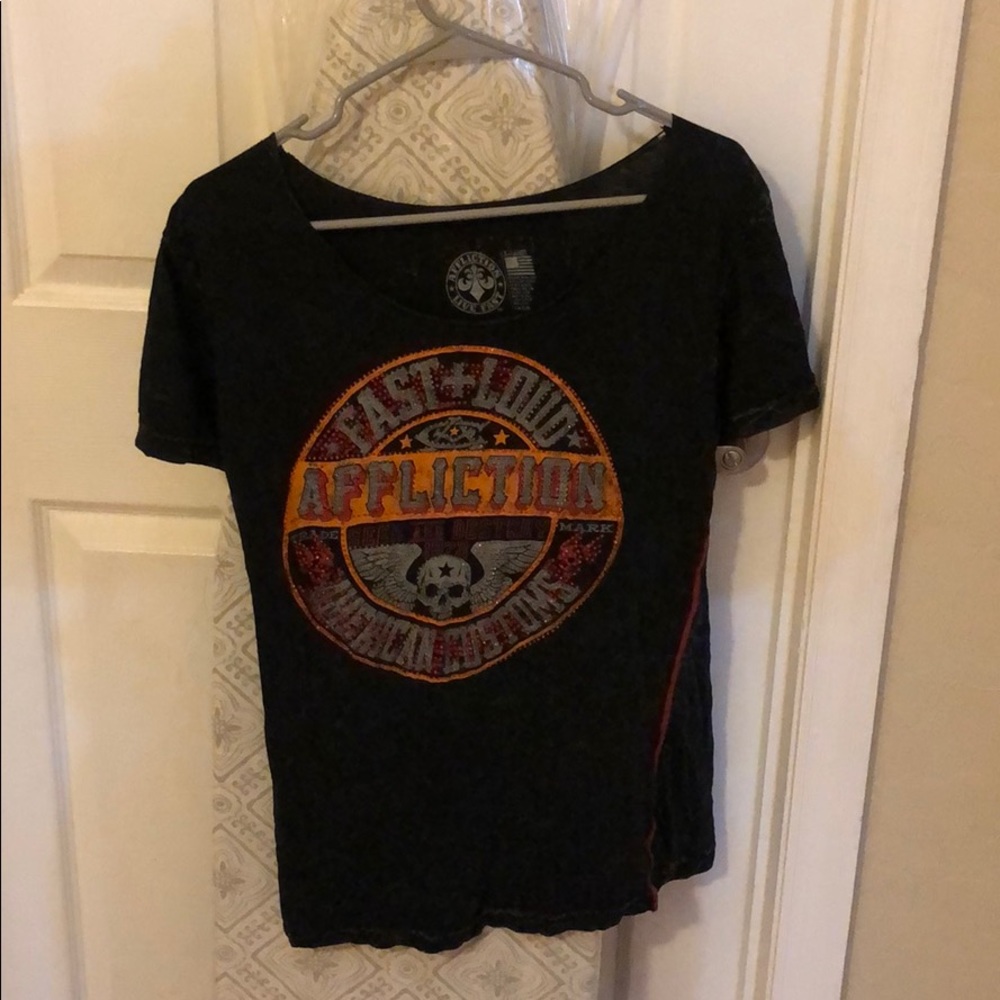 XL Affliction AC DC t-shirt with rhinestones